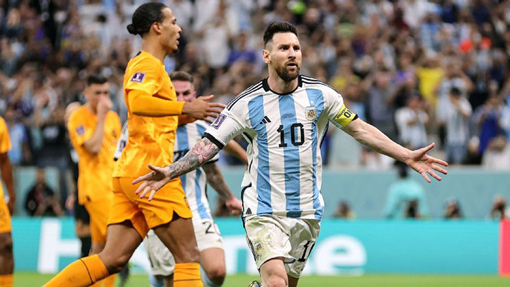 Laga perempat final Argentina melawan Belanda