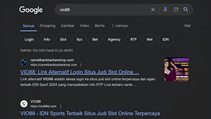 Ketik 'vio88' di pencarian google