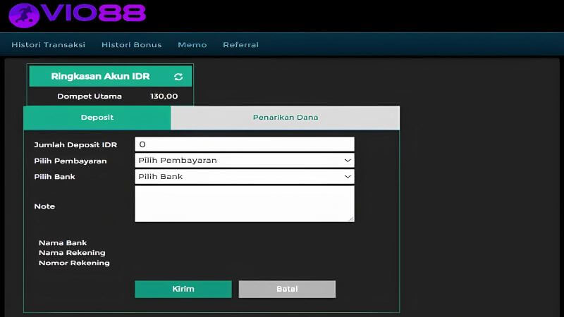 Pengisian Saldo Akun di Situs VIO88